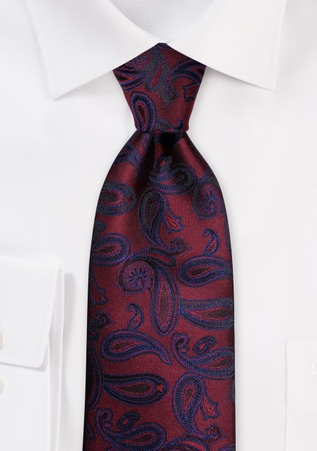 Maroon and Navy Paisley Tie