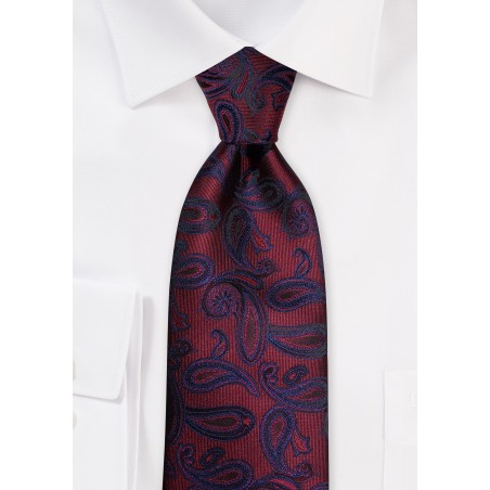 Maroon and Navy Paisley Tie