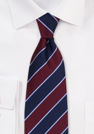Navy and Burgundy Stripe Mens Tie
