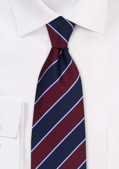 Navy and Burgundy Stripe Mens Tie