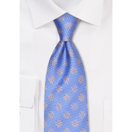 Royal Blue and Gold Silk Tie