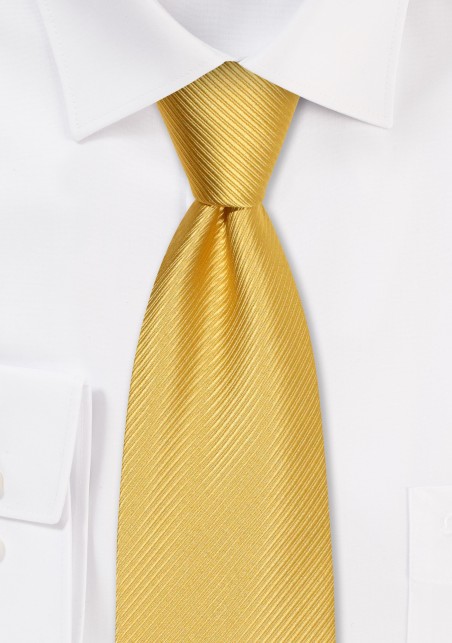Golden Mens Tie with Ribbed Texture