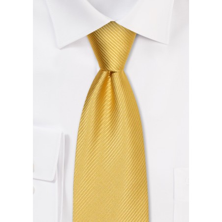 Golden Mens Tie with Ribbed Texture