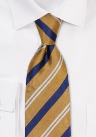 Regimental Striped Tie in Amber Gold and Navy