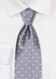 Silver Tie with Tiny Hearts