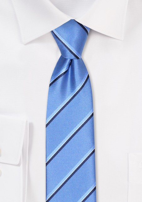 Striped Skinny Tie in Royal Navy Blue