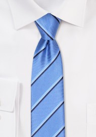 Striped Skinny Tie in Royal Navy Blue