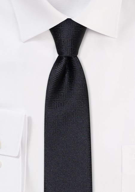 Charcoal Designer Mens Neck Tie in Skinny Cut