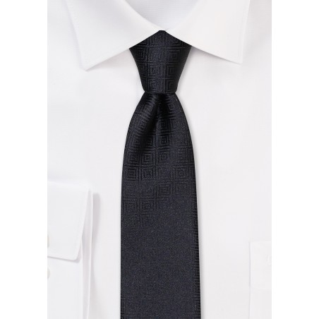 Charcoal Designer Mens Neck Tie in Skinny Cut