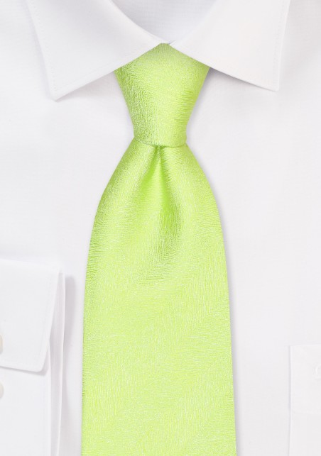 Bright Lime Green Woodgrain Texture Necktie