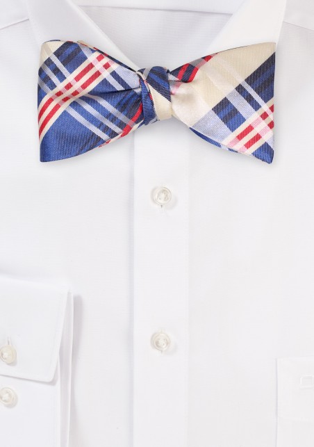 Navy and Cream Designer Bowtie