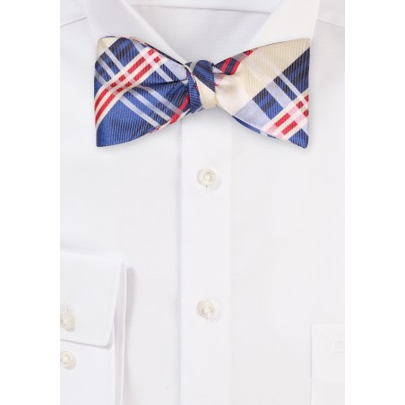 Navy and Cream Designer Bowtie