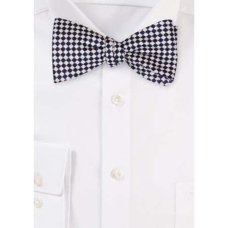 Black and Golden Tan Micro Check Bow Tie