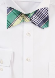 Green and Gold Tartan Plaid Pre-Tied Bow Tie