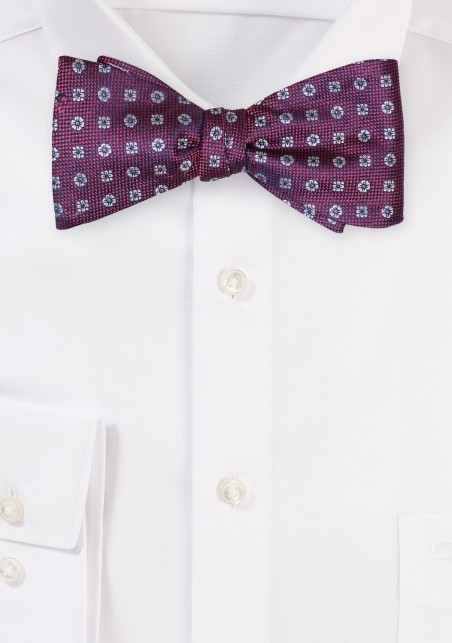 Burgundy Red Silk Bowtie in Self-Tie Style
