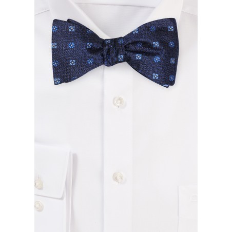 Navy Blue Self-Tie Bow Tie in Pure Silk