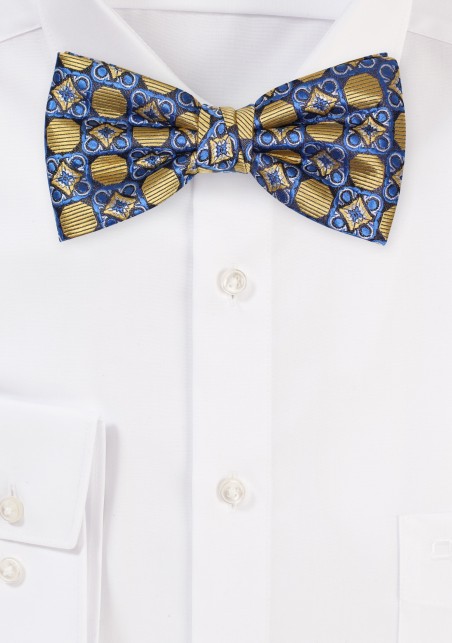 Foulard Bowtie in Blue and Gold