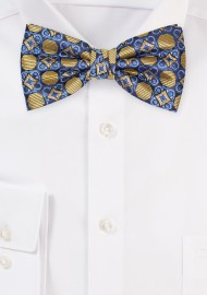 Foulard Bowtie in Blue and Gold