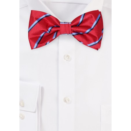 Cherry Red and Navy Striped Bowtie