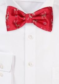 Burgundy Bow Tie with Reindeers