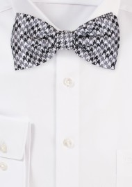 Houndstooth Check Bow Tie in Black, Silver, and Gray