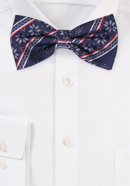 Christmas Print Bowtie in Navy