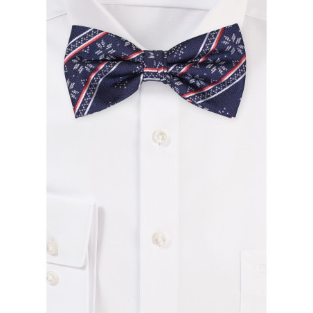 Christmas Print Bowtie in Navy