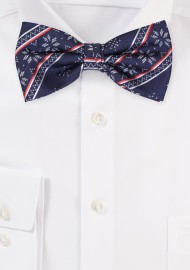 Christmas Print Bowtie in Navy