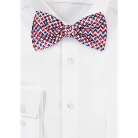 Red and Blue Houndstooth Check Bowtie