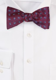 Paisley Silk Bow Tie in Burgundy and Navy