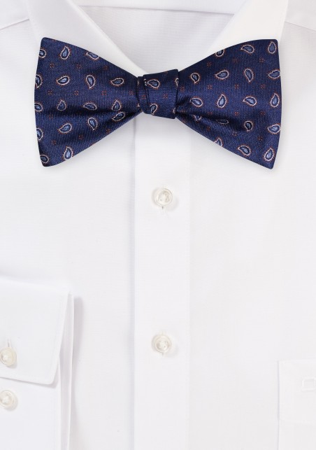 Handmade Paisley Bowtie in Classic Navy