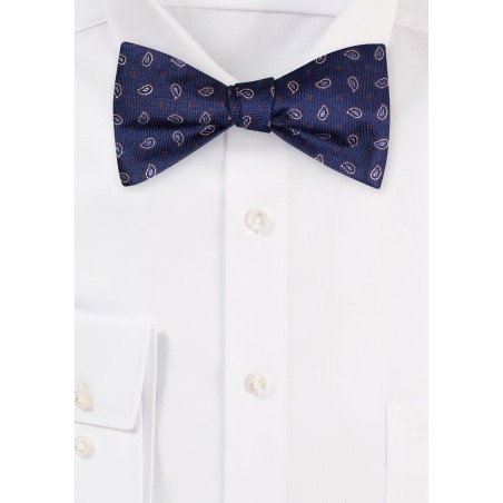 Handmade Paisley Bowtie in Classic Navy