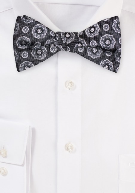 Black Designer Bow Tie in Pure Silk and Self-Tie Style