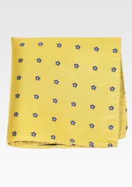 Yellow Hanky with Tiny Blue Floral Design