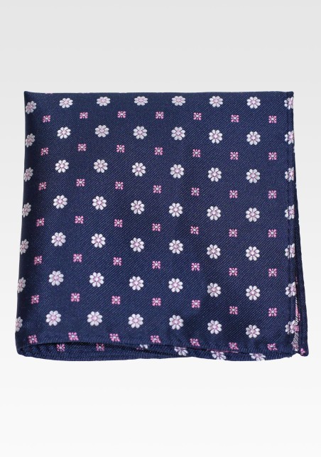Navy Blue Yellow Floral Hanky