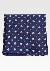 Navy Blue Yellow Floral Hanky