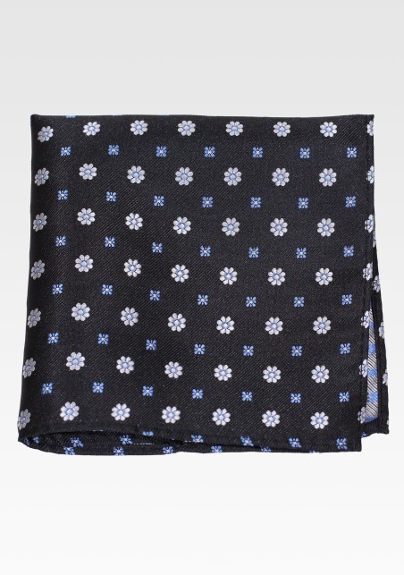 Dark Brown Floral Pocket Square