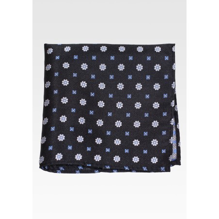 Dark Brown Floral Pocket Square