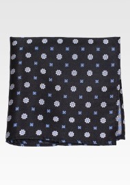Dark Brown Floral Pocket Square