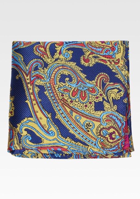 Luxury Golden Paisley Pocket Square