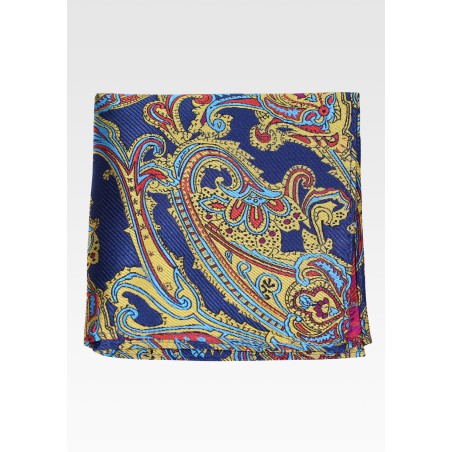 Luxury Golden Paisley Pocket Square