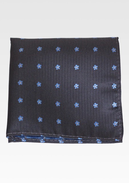 Brown Hanky with Tiny Woven Flowers