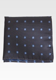 Brown Hanky with Tiny Woven Flowers