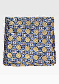 Medallion Design Hanky in Blue and Yellow
