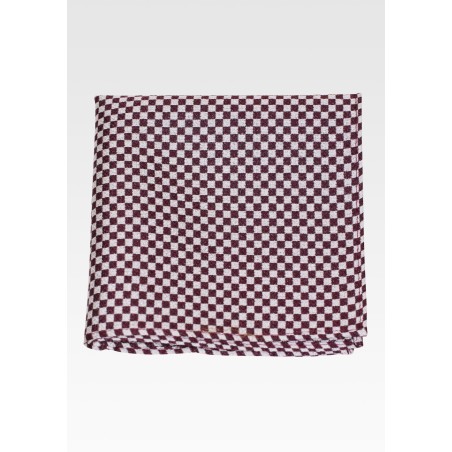 Microcheck Silk Hanky in Burgundy and Silver