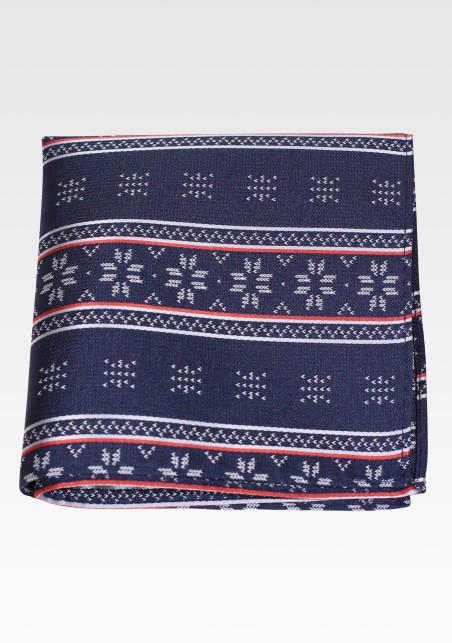 Winter Themed Pocket Square in Navy