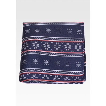 Winter Themed Pocket Square in Navy