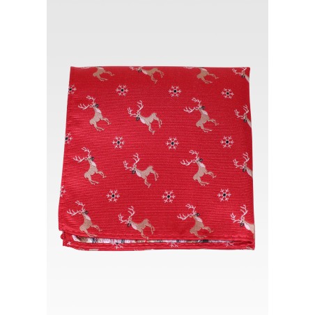 Red Hanky with Embroidered Reindeer