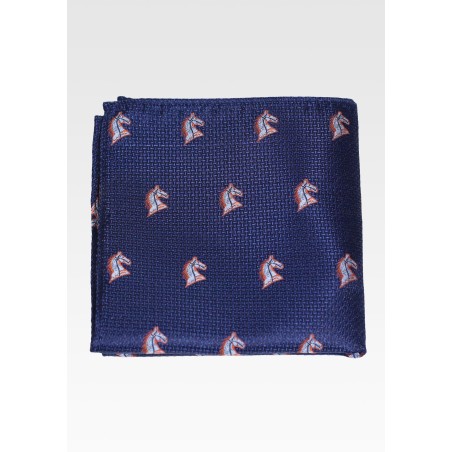 Navy Hanky with Embroidered Horses