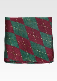 Argyle Check Hanky in Burgundy and Green